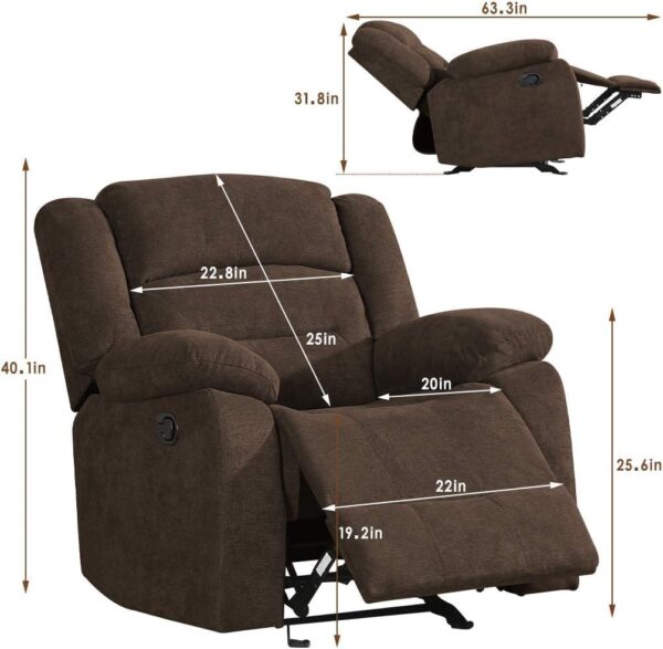 PayLessHere Recliner Chair Single Recliner Sofa for Adults PU Leather Lazy Boy Recliner Sofa Couch Manual Reclining Chair for Living Room, Bedroom, Home Theater Seating, Black - Image 3