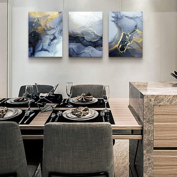 DZRWUBHS Abstract Wall Decor for Living Room Bedroom Wall Art Abstract Ink Wall Painting Wall Artworks Hang Pictures for Office Decoration 3 Panels Bathroom Home Decor Posters 12x16 inch 3 Piece - Image 5