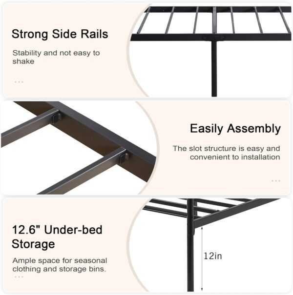 VECELO Full Size Bed Frame with Headboard, Heavy-Duty Platform/Mattress Foundation with Metal Slats Support, No Box Spring Needed/Easy Assembly, Matte Black - Image 6