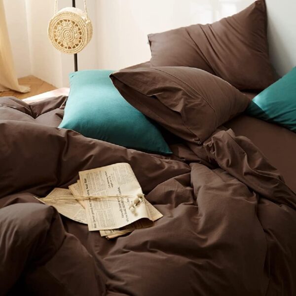 Duvet Cover Set Queen Size Brown Duvet Cover Solid Mocha Coffee Color Bedding Duvet Cover 3 Pieces Minimalist Soft Microfiber Comforter Cover with Zipper Ties Gift for Men Women - Image 4