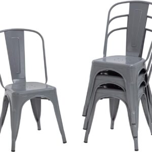 FDW Dining Chairs Set of 4 Indoor Outdoor Chairs Patio Chairs Furniture Kitchen Metal Chairs 18 Inch Seat Height 330LBS Weight Capacity Restaurant Chair Stackable Chair Tolix Side Bar Chairs