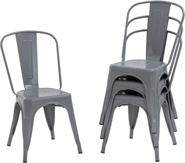 FDW Dining Chairs Set of 4 Indoor Outdoor Chairs Patio Chairs Furniture Kitchen Metal Chairs 18 Inch Seat Height 330LBS Weight Capacity Restaurant Chair Stackable Chair Tolix Side Bar Chairs