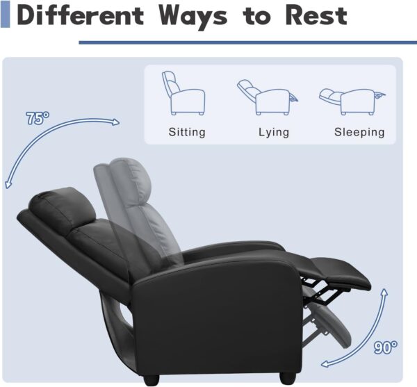 Furniwell Massage Recliner Chair for Living Room Adjustable PU Leather Reclining Chair Home Theater Seating Modern Winback Single Sofa for Adults with Footrest (Leather, Black) - Image 4