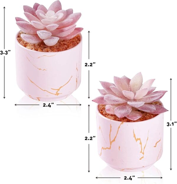 Succulent Artificial Plants,Cute Fake Succulents in 2 Pink Ceramic Pots,Small Fake Plants for Office,Table,Desk,Bathroom, Bedroom,Aesthetic Room Shelves Decor,Desk Decorations for Women Office - Image 5