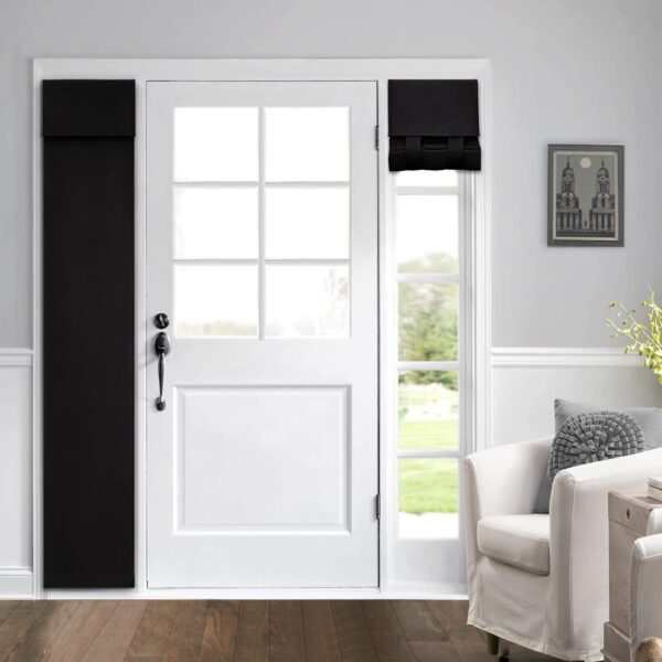 HOMEIDEAS Side Door Curtains for Door Window, Sidelight Curtains for Front Door 2 Panel, Side Door Curtains for Small Window, Privacy Door Window Covering for Glass Door, Black, W12 X L68 - Image 5