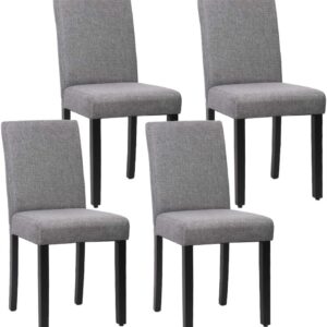 FDW Dining Chairs Set of 4,Dining Room Chairs Kitchen Chairs Elegant Design Modern Fabric Upholstered Dining Chairs,Fabric Grey