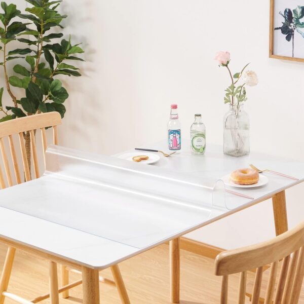 Custom 1.5mm Thick Frosted Table Cover Protector 12 x 60 Inch Waterproof PVC Protective Table Pad Transparent Mat for Coffee Table, Dining Room Table, Office Desk, End Table/Night Stand - Image 2