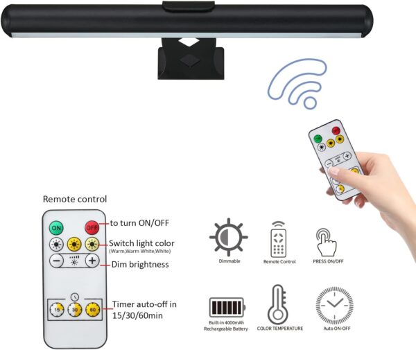 MIOBLUE Rechargeable Picture Lights with Remote,Full Metal Painting Light Display LED Battery Lamp with 3 Lighting Modes, Dimmable Dartboard Light with Timer for Paintings Potrait - Image 6