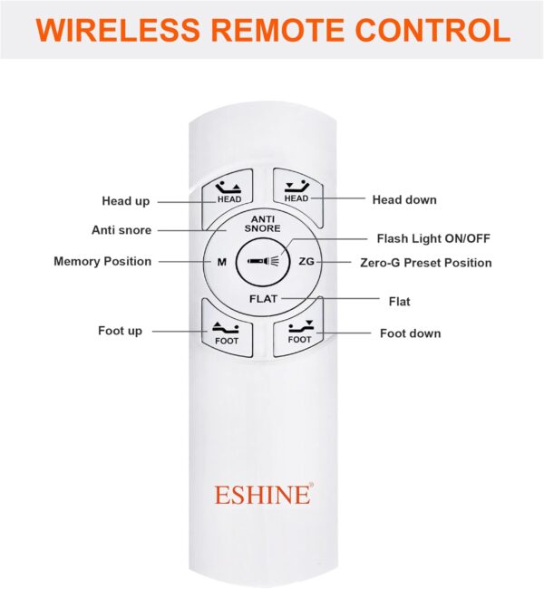 ESHINE Twin XL Adjustable Bed with Matt - 12" Memory Foam Hybrid Matt, Wireless Remote, 5 Minutes Installation, Head and Foot Incline, 2000 Series - Image 5