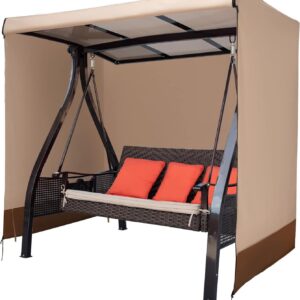 Outdoor Swing Cover 3 Triple Seater Waterproof Patio Swing Canopy Cover,Porch Swing Covers Replacement Hammock Cover 2 Seater Garden Furniture Swing Chair Protector Cover(86"*60"*72")