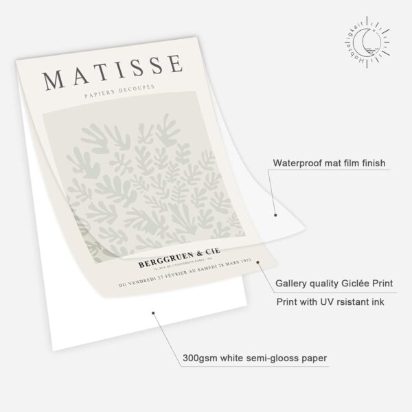 Habseligkeit Sage Green Master Wall Art Prints, Abstract Matisse Wall Art Exhibition Posters, Vintage Art Boho Art Prints, Retro Room Decor for Aesthetic Bedroom（8x10inch, Unframed - Image 3