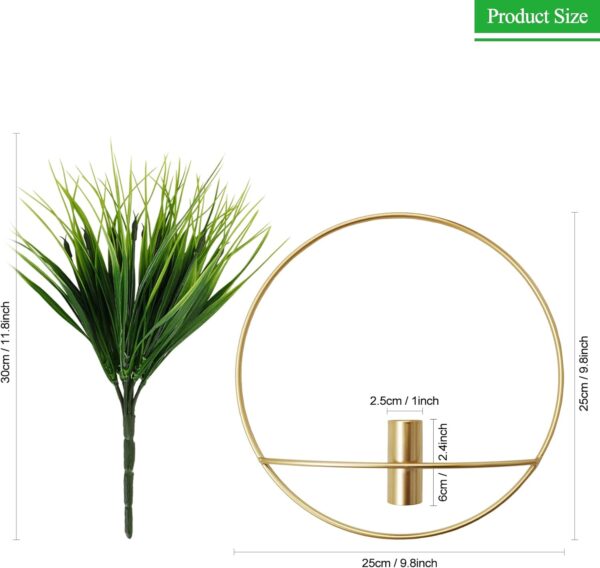 SAJANDAS Set of 2 Artificial Plants with Gold Metal Round Hanging Hoop for Wall Decor, Wall-Mounted Green Fake Plants in Metal Hoop for Modern Home Decor, Gold Wall Decor for Bedroom, Living Room - Image 5