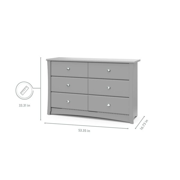 Storkcraft Crescent 6 Drawer Double Dresser (Pebble Gray) – GREENGUARD Gold Certified, For Nursery, Dresser, Kids Nursery Organizer, Chest of Drawers - Image 3