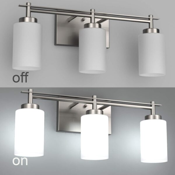 Aipsun Brushed Nickel Bathroom Vanity Light Vintage Bathroom Vanity Lighting Fixtures 3 Lights Industrial Wall Light (Exclude Bulb) - Image 5