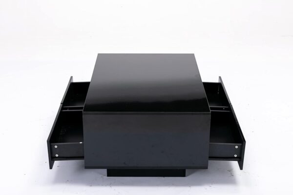 St.Mandyu LED Coffee Table with Storage Drawers,Modern High Glossy Center Table with 20 Colors LED Lights for Living Room (Black) - Image 4