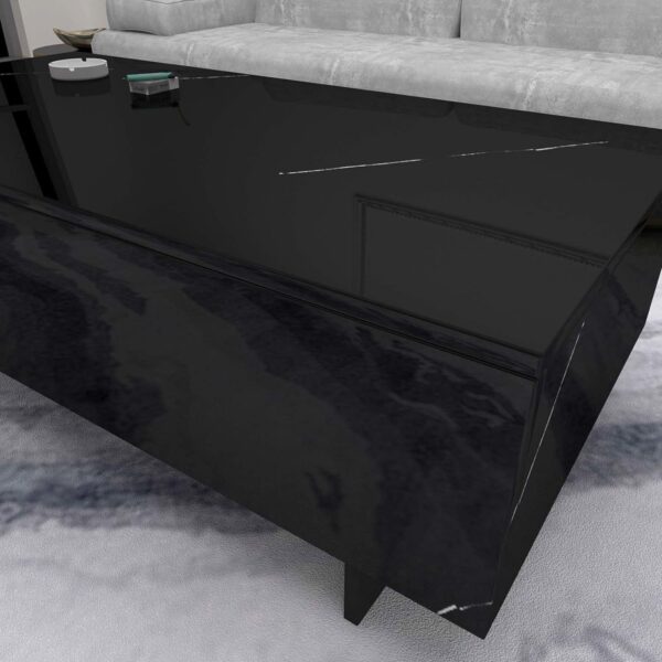 COSVALVE Marble Rectangle Coffee Tables for Living Room,Black Modern Side Table,Contemporary High Gloss Elegant Center Table for Waiting Area,41.3" Lx19.7 Wx13.8 H,Black - Image 6