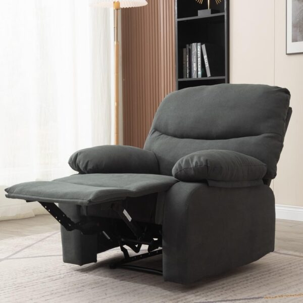 Panana Recliner Armchair with Reclining Function, Upholstered Padded Single Sofa Seat, Home Office Living Room Lounge Chairs for Reading Resting Sleeping (Dark Gray Linen Fabric) - Image 3