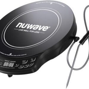 Nuwave Diamond Precision Induction Cooktop, New & Improved, 1400 Watts, 91 Temps 50°F to 500°F, 6.5” Heating Coil, Shatter-Proof Ceramic Glass, 3 Wattage Settings, Ideal for Dorms, RVs & Small Apts