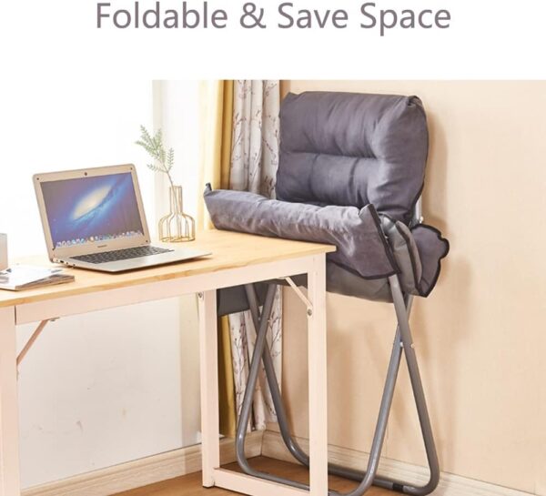 Modern Lazy Chair with Ottoman, Folding Lounge Reclining Sofa Chair with Armrest Comfy Lounge Chair Leisure Chair with Side Pocket for Bedroom, Balcony, Living Room, Office, Grey - Image 6