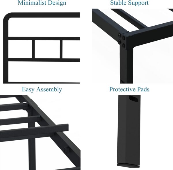 Twin Bed Frames with Headboard 18 Inch, Metal Platform No Box Spring Needed Heavy Duty Steel Slat Mattress Foundation/Easy Assembly/Noise Free/Black - Image 3