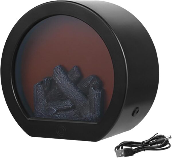 Mini Fireplace,Desktop Fireplace, Electric Fireplace Flameless Realistic LED Fireplace Lantern USB/Battery Powered Tabletop Electric Log Burner Effect Fire - Image 2
