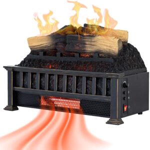 Country Living 20 inch Electric Log Set | 400 Sq Ft Heater - Faux Logs Insert with Infrared Flames for Existing Fireplaces | Remote Control Included