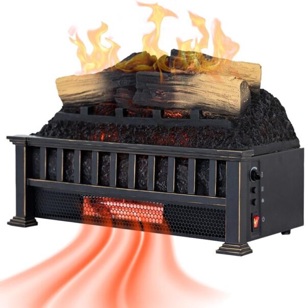 Country Living 20 inch Electric Log Set | 400 Sq Ft Heater - Faux Logs Insert with Infrared Flames for Existing Fireplaces | Remote Control Included