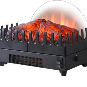 PuraFlame Electric Fireplace Log Heater, 16" Fireplace Inserts with Realistic Ember Bed, Thermostat, 750/1500W, Black