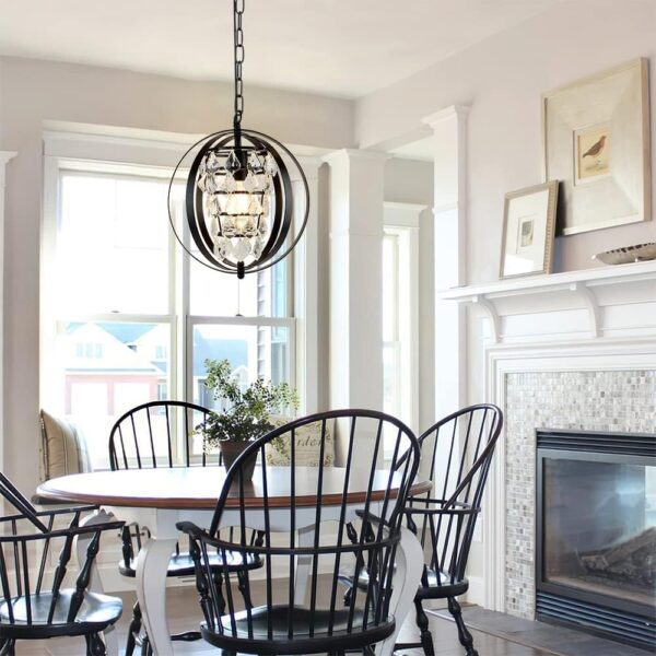 Depuley 19" Modern Small Crystal Chandelier, 6 Lights 3-Tier Luxury Chandeliers Adjustable, Black Round Chandelier Light Fixture for Dining Room, Hallway, Living Room, Bedroom(E12 Bulbs Included) - Image 6