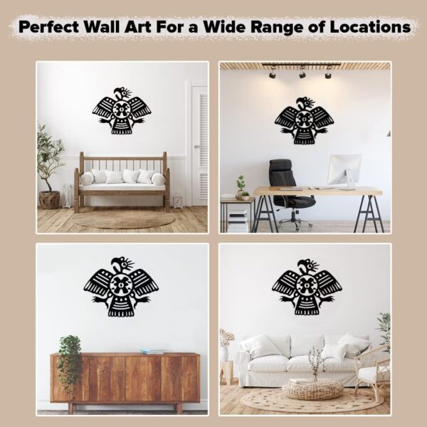 Aztec Bird Metal Wall Art - Durable and Rust-Free Indoor & Outdoor Aluminum Composite Wall Decor - Home Decor Wall Art for Living Room and Bedroom Decorations - Black (23''x19'') - Image 5