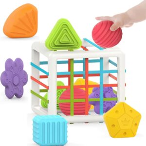 MINGKIDS Montessori Toys for 1 Year Old, Toy 6 Pc Multi Sensory Shape, Toddler Developmental Learning Toys Birthday Gifts, Baby Toys 12 Month