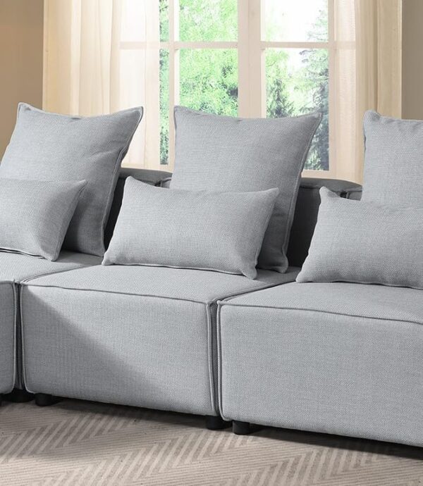 Modular Sectional Sofa,Convertible L Shaped 3 Seater Sofa with Removable Ottoman,Oversized Sectional Couches for Living Room,Modular Sectionals with Chaise,Corner Couch(Gray) - Image 4