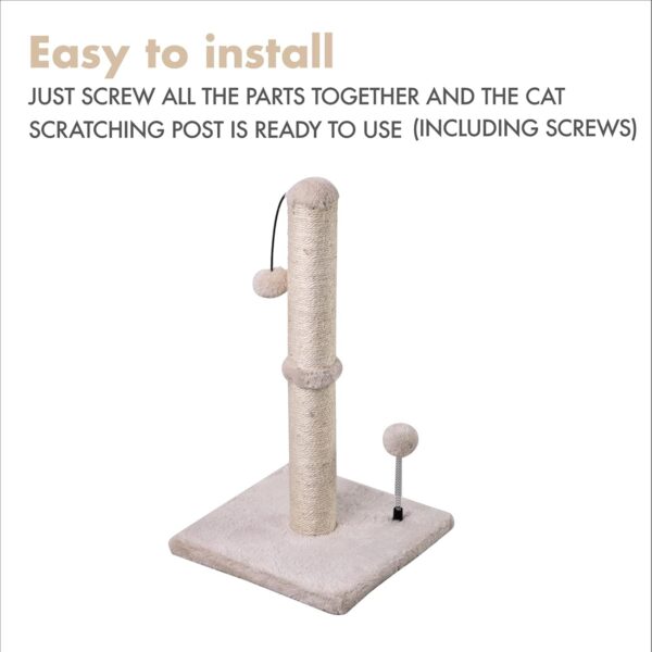 MECOOL Cat Scratching Post Premium Basics Kitten Scratcher Sisal Scratch Posts with Hanging Ball 22in for Kittens or Smaller Cats (22 inches for Kitten, Beige) - Image 7