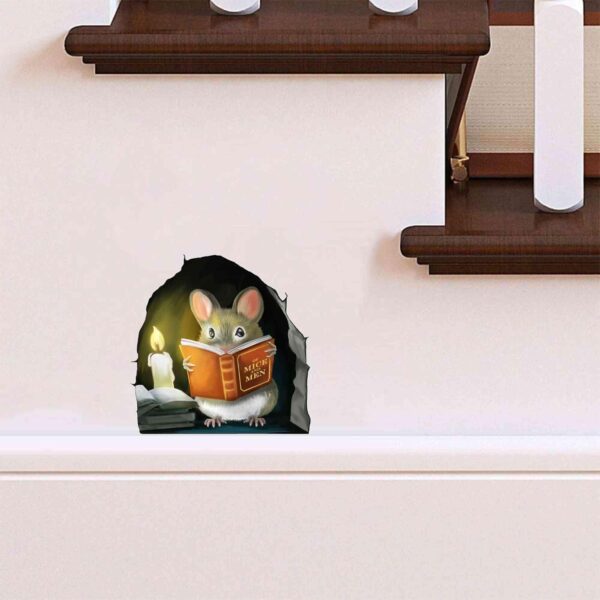 Mouse Reading Book, Wall Decor Sticker Decal, Kids Room, Classroom, Home, Bedroom, Bookcase, Book Lover, of Mice and Men, Children, Adorable, (Mouse Reading Book) - Image 3