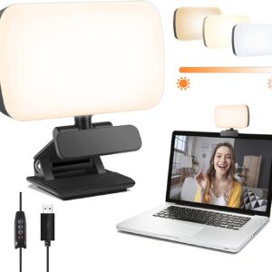 Video Conference Lighting, Webcam Lighting for Remote Working, Zoom Lighting for Laptop/Computer, Zoom Calls, Live Streaming, Self Broadcasting, Video Light for Zoom Meeting with Sturdy Clip