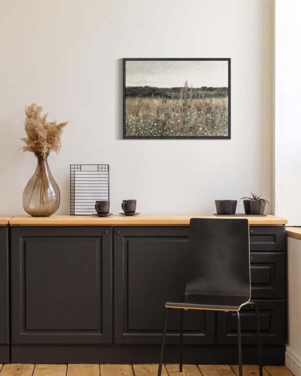 InSimSea Black Framed Canvas Wall Art Vintage Decor, Wildflower Field Paintings Prints, Rustic Landscape Wall Decor for Bathroom Office, Dining Room 12x16 inch - Image 4