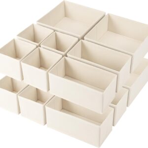 Criusia Drawer Organizer Clothes,16 Pack Underwear Drawer Organizers, Foldable Closet Organizers and Storage Dresser Drawer Dividers Clothing Organizer for Clothes, Socks, Scarves, Bra, Ties (Beige)
