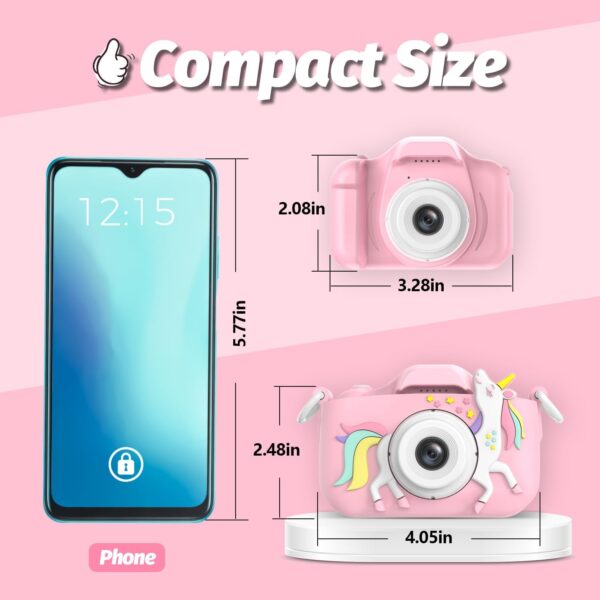 Goopow Kids Camera Toys for 3-8 Year Old Girls Boys,Children Digital Video Camcorder Camera with Cartoon Soft Silicone Cover, Best Chritmas Birthday Festival Gift for Kids - 32G SD Card Included - Image 2