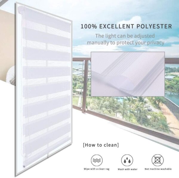LUCKUP Horizontal Window Shade Blind Zebra Dual Roller Blinds Day and Night Blinds Curtains，Easy to Install 31.5" x 59" (2 Pack), White … - Image 3