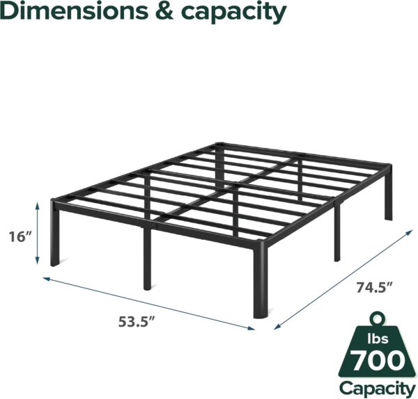 Zinus Van 16 Inch Metal Platform Bed, Steel Slat Support, No Box Spring Needed, Eco Friendly WonderBox Packaging, Easy Assembly, Black, Full - Image 3