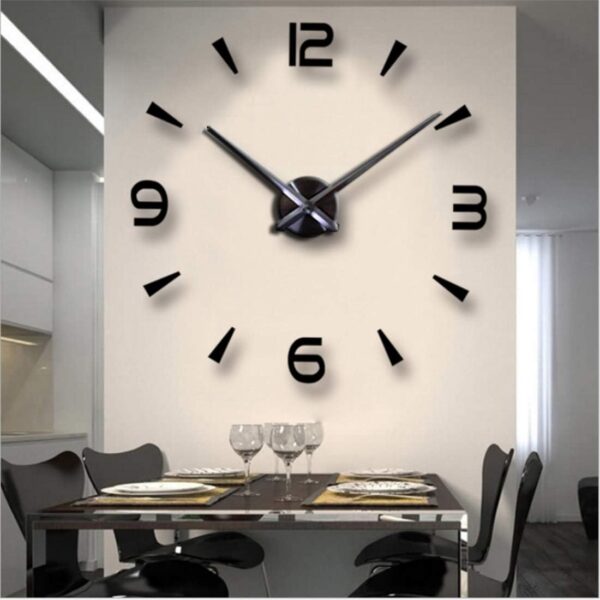 FASHION in THE CITY 3D DIY Wall Clock Creative Design Mirror Surface Wall Decorative Sticker Watches (Black) - Image 2