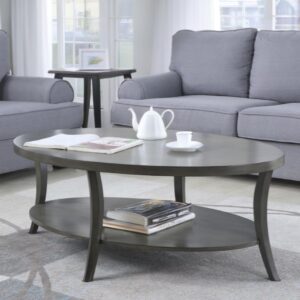 NicBex Coffee Table Wooden Coffee Table with Storage Oval Center Tables with Display Shelves Dining Table for Living Room, Dining Room, Office, and Bedroom,48" W, Espresso