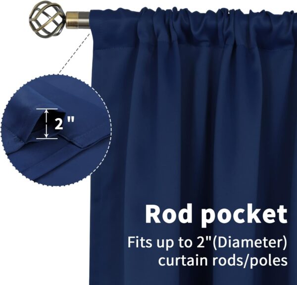 BGment Short Blackout Curtains for Bedroom - Room Darkening Curtain Rod Pocket 45 Inch Length Thermal Insulated Window Drapes for Rv Bathroom Cafe Privacy Blind, 42 x 45 Inch, 2 Panels, Navy Blue - Image 4