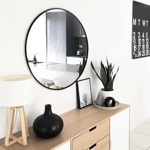 Fabuday Black Circle Mirror for Wall 20 inch - Round Mirror for Bathroom, Entryway, Living Room, Hallway, Bedroom Decor, Small Matte Frame Mirror - Image 4