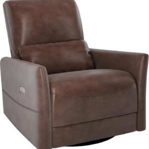 Power Rocker Recliner Chair Electric Reclining Swivel Chair for Adults,Upholstered Faux Leather Reclining Sofa Chair for Living Room, Brown