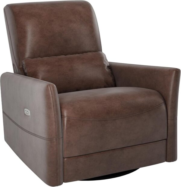 Power Rocker Recliner Chair Electric Reclining Swivel Chair for Adults,Upholstered Faux Leather Reclining Sofa Chair for Living Room, Brown