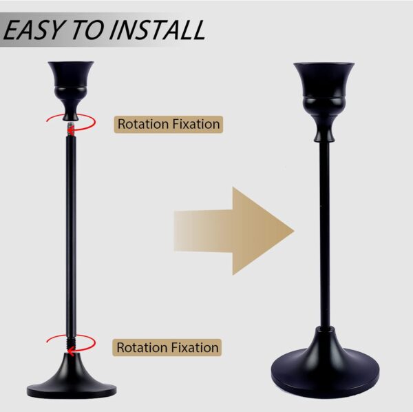 Candlestick Holders,Taper Metal Candle Holder for Candlesticks Black Candelabra Candle Holder Easter Vintage Candle Stick Candle Holder for Fireplace Party Dining Home - Image 5