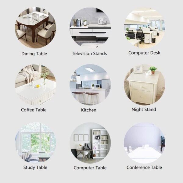 Custom 1.5mm Thick Frosted Table Cover Protector 18 x 48 Inch Waterproof PVC Protective Table Pad Transparent Mat for Coffee Table, Dining Room Table, Office Desk, End Table/Night Stand - Image 5