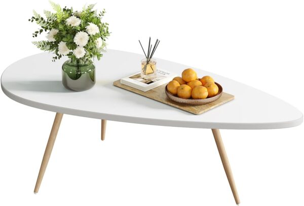 SAYGOER Modern Coffee Table White Coffee Tables for Small Space Unique Simple Oval Center Table for Living Room Home Office Easy Assembly 22.2" D x 42.5" W x 17.1" H