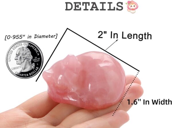 QINJIEJIE 2" Rose Quartz Cat Crystals Statue Pink Gifts Sleeping Cat Decor Figurine Polished Healing Gemstones Cute Kitten Reiki Office Desk Home Decor Cat Lover Gifts for Women - Image 4